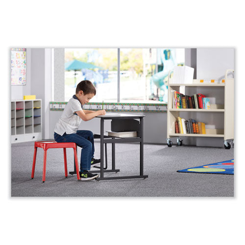 Safco Steel Guest Stool Backless Supports Up To 275 Lb 15" To 15.5" Seat Height Red Seat/base