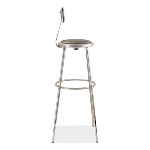 NPS 6400 Series Height Adjustable Heavy Duty Padded Stool W/backrest Supports 300lb 32"-39" Seat Ht Grayships In 1-3 Bus Days