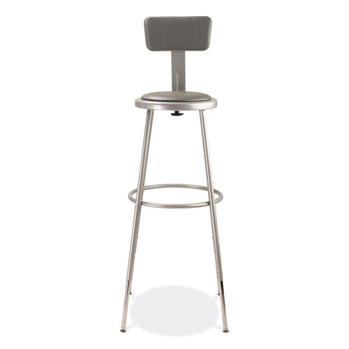 NPS 6400 Series Height Adjustable Heavy Duty Padded Stool W/backrest Supports 300lb 32"-39" Seat Ht Grayships In 1-3 Bus Days