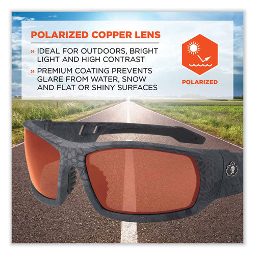 Ergodyne Skullerz Odin Safety Glasses Kryptek Typhon Nylon Impact Frame Polarized Copper Polycarb Lens