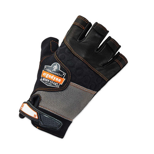 Ergodyne Proflex 901 Half-finger Leather Impact Gloves Black Small Pair