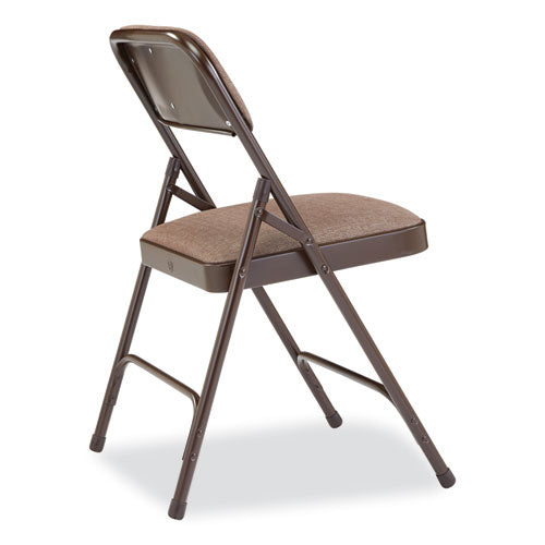 NPS 2200 Series Fabric Dual-hinge Premium Folding Chair Supports 500 Lb Walnut Seat/back Brown Base4/ctships In 1-3 Bus Days