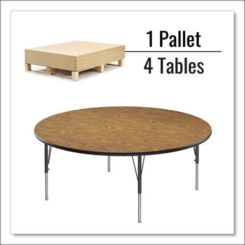 Correll Height Adjustable Activity Tables Round 60"x19" To 29" Medium Oak Top Black Legs 4/pallet