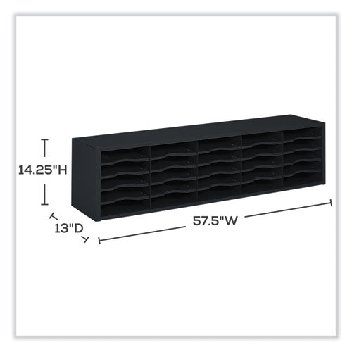 Safco E-z Sort Sorter Module 20 Compartments 57.5x13x14.25 Black