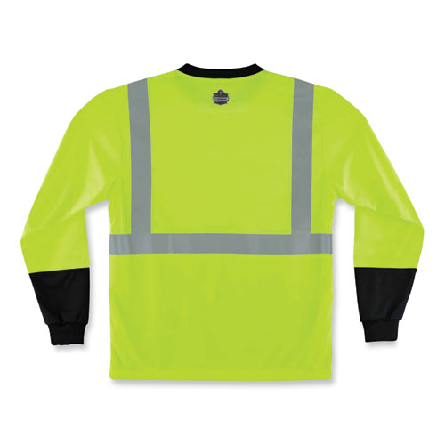 Ergodyne Glowear 8291bk Type R Class 2 Black Front Long Sleeve T-shirt Polyester Large Lime