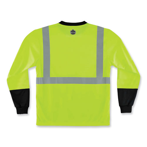 Ergodyne Glowear 8291bk Type R Class 2 Black Front Long Sleeve T-shirt Polyester 4x-large Lime