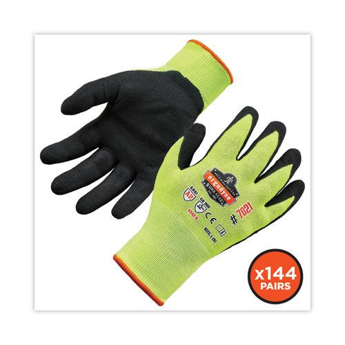 Ergodyne Proflex 7021 Hi-vis Nitrile-coated Cr Gloves Lime Large 144 Pairs/Case