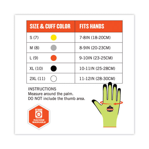 Ergodyne Proflex 7021 Hi-vis Nitrile-coated Cr Gloves Lime Large 144 Pairs/Case