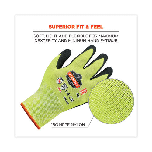 Ergodyne Proflex 7021 Hi-vis Nitrile-coated Cr Gloves Lime Large 144 Pairs/Case