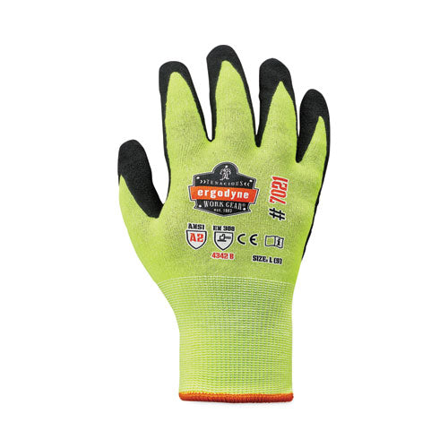 Ergodyne Proflex 7021 Hi-vis Nitrile-coated Cr Gloves Lime Large 144 Pairs/Case