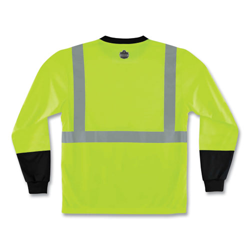 Ergodyne Glowear 8291bk Type R Class 2 Black Front Long Sleeve T-shirt Polyester X-large Lime