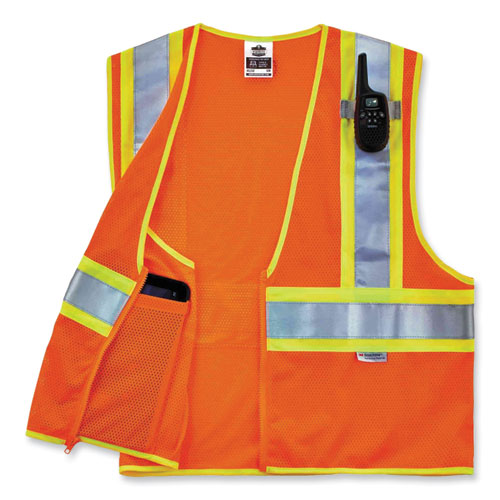 Ergodyne Glowear 8230z Class 2 Two-tone Mesh Zipper Vest Polyester 2x-large/3x-large Orange