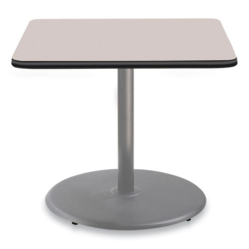 NPS Cafe Table 36wx36dx30h Square Top/round Base Gray Nebula Top Gray Base