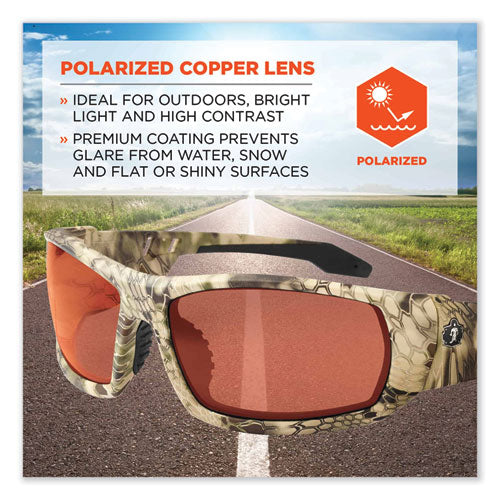 Ergodyne Skullerz Odin Safety Glasses Kryptek Highlander Nylon Impact Frame Polrizd Copper Polycarb Lens