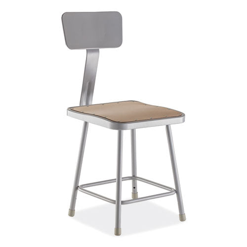 NPS 6300 Series Hd Square Seat Stool W/backrest Supports 500 Lb 17.5" Seat Ht Brown Seatgray Back/base Ships In 1-3 Bus Days