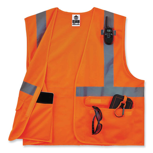 Ergodyne Glowear 8225hl Class 2 Standard Solid Hook And Loop Vest Polyester Orange Large/x-large