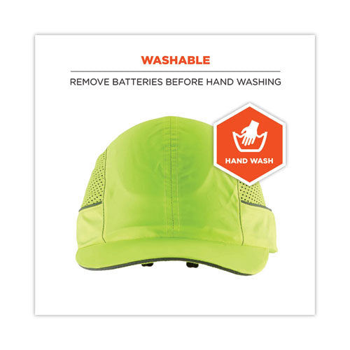 Ergodyne Skullerz 8960 Bump Cap With Led Lighting Short Brim Lime Green