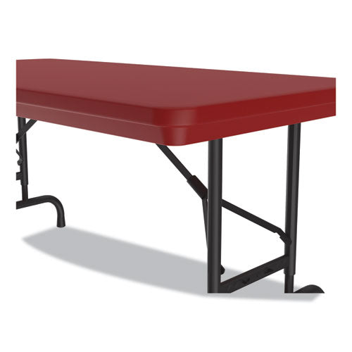 Correll Adjustable Folding Table Rectangular 48"x24"x22" To 32" Red Top Black Legs 4/pallet