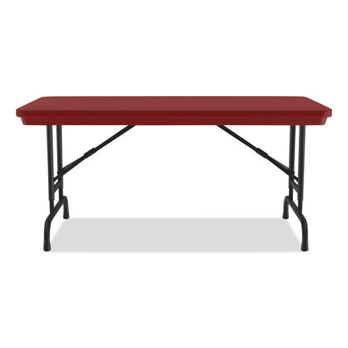 Correll Adjustable Folding Table Rectangular 48"x24"x22" To 32" Red Top Black Legs 4/pallet