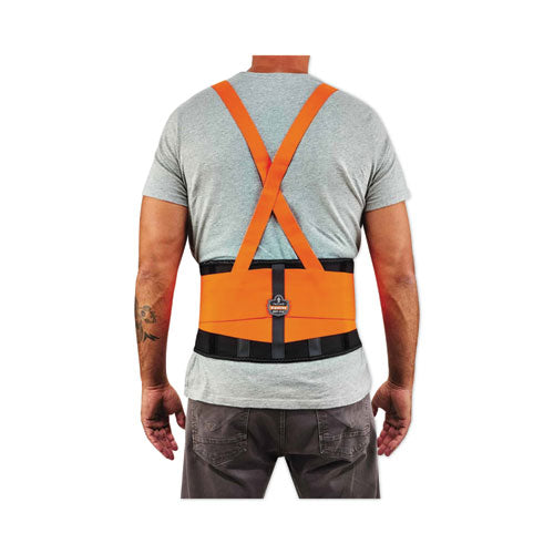 Ergodyne Proflex 100hv Economy Hi-vis Spandex Back Support Brace 4x-large 52" To 58" Waist Black/orange