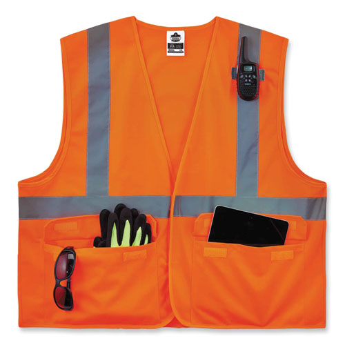 Ergodyne Glowear 8225hl Class 2 Standard Solid Hook And Loop Vest Polyester Orange 4x-large/5x-large