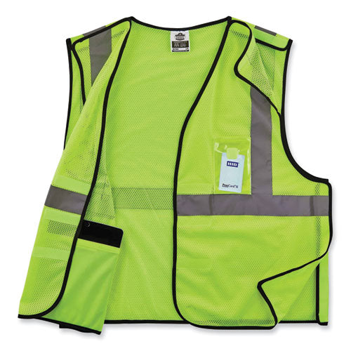 Ergodyne Glowear 8216ba Class 2 Breakaway Mesh Id Holder Vest Polyester Large/x-large Lime