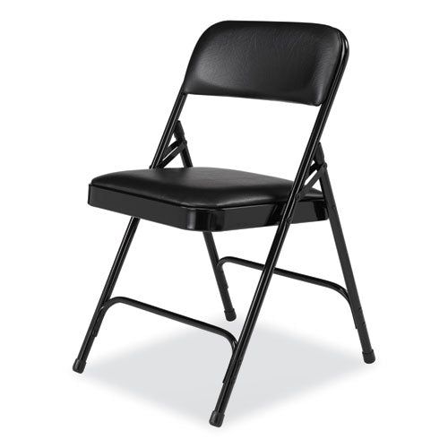 NPS 1200 Series Premium Vinyl Dual-hinge Folding Chair Supports 500 Lb 17.75" Seat Ht Caviar Black 4/ctships In 1-3 Bus Days