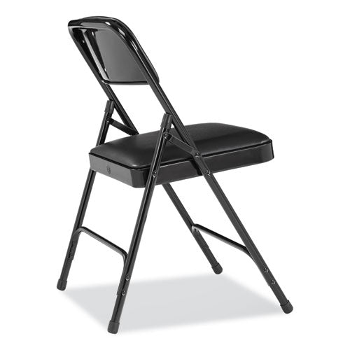 NPS 1200 Series Premium Vinyl Dual-hinge Folding Chair Supports 500 Lb 17.75" Seat Ht Caviar Black 4/ctships In 1-3 Bus Days