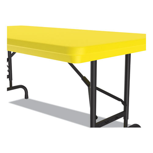 Correll Adjustable Folding Table Rectangular 48"x24"x22" To 32" Yellow Top Black Legs 4/pallet