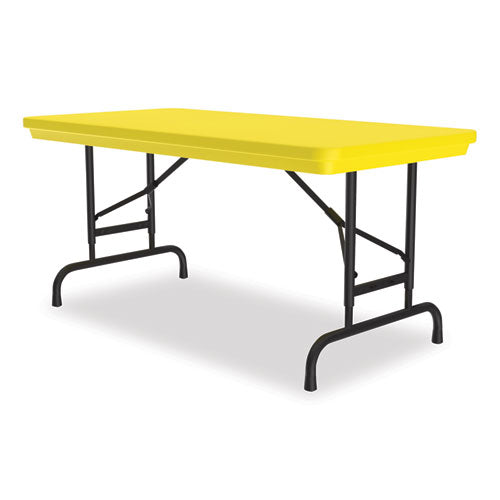 Correll Adjustable Folding Table Rectangular 48"x24"x22" To 32" Yellow Top Black Legs 4/pallet