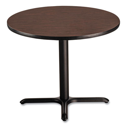 NPS Cafe Table 36" Diameterx30h Round Top/x-base Mahogany Top Black Base