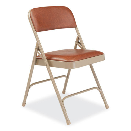 NPS 1200 Series Vinyl Dual-hinge Folding Chair Supports 500 Lb Honey Brown Seat/back Beige Base 4/ct Ships In 1-3 Bus Days