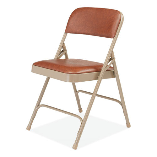 NPS 1200 Series Vinyl Dual-hinge Folding Chair Supports 500 Lb Honey Brown Seat/back Beige Base 4/ct Ships In 1-3 Bus Days