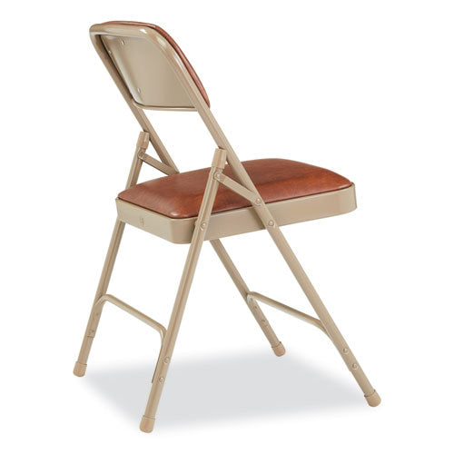 NPS 1200 Series Vinyl Dual-hinge Folding Chair Supports 500 Lb Honey Brown Seat/back Beige Base 4/ct Ships In 1-3 Bus Days