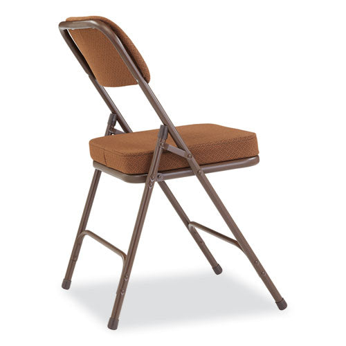 NPS 3200 Series Premium Fabric Dual-hinge Folding Chair Supports 300 Lb Gold Seat/back Brown Base 2/ct Ships In 1-3 Bus Days