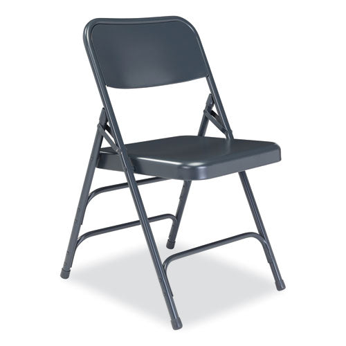 NPS 300 Series Deluxe All-steel Triple Brace Folding Chair Supports 480 Lb 17.25" Seat Height Blue 4/ctships In 1-3 Bus Days