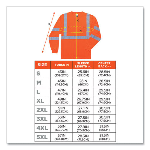 Ergodyne Glowear 8391 Class 3 Hi-vis Long Sleeve Shirt Polyester Orange Large