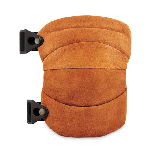 Ergodyne Proflex 230ltr Leather Knee Pads Wide Soft Cap Buckle Closure One Size Fits Most Brown Pair