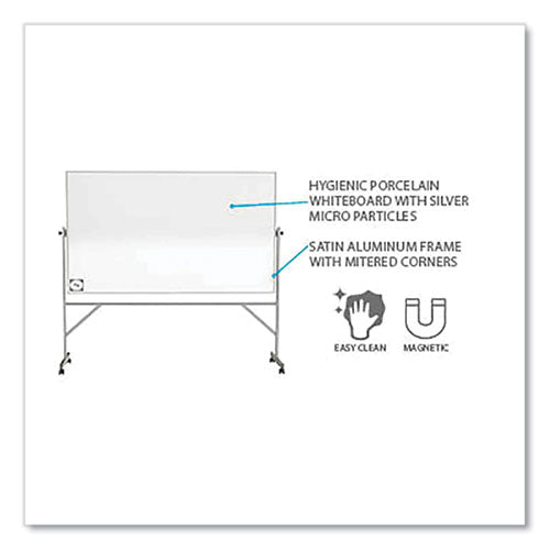 Ghent Reversible Magnetic Hygienic Porcelain Whiteboard Satin Aluminum Frame/stand 96x48 White Surface Ships In 7-10 Bus Days