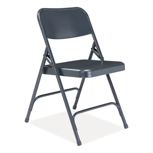 NPS 200 Series Premium All-steel Double Hinge Folding Chair Supports 500 Lb 17.25" Seat Ht Blue 4/ct Ships In 1-3 Bus Days