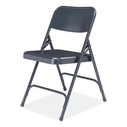 NPS 200 Series Premium All-steel Double Hinge Folding Chair Supports 500 Lb 17.25" Seat Ht Blue 4/ct Ships In 1-3 Bus Days