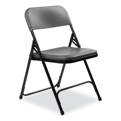 NPS 800 Series Plastic Folding Chair Supports 500 Lb 18" Seat Ht Charcoal Seat/back Black Base 4/ct Ships In 1-3 Bus Days