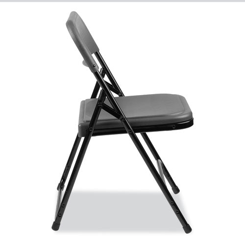 NPS 800 Series Plastic Folding Chair Supports 500 Lb 18" Seat Ht Charcoal Seat/back Black Base 4/ct Ships In 1-3 Bus Days