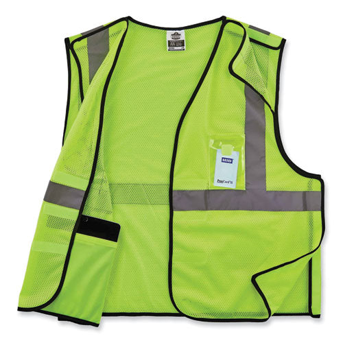 Ergodyne Glowear 8216ba Class 2 Breakaway Mesh Id Holder Vest Polyester Small/medium Lime