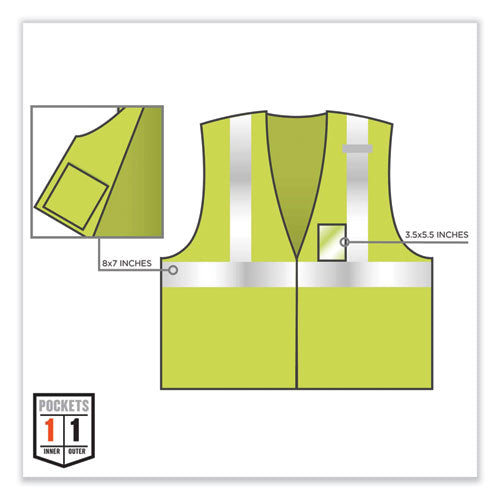 Ergodyne Glowear 8216ba Class 2 Breakaway Mesh Id Holder Vest Polyester Small/medium Lime