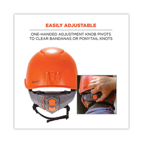 Ergodyne Skullerz 8974led Class E Safety Helmet W/8981 Universal Led Headlamp 6-pt Ratchet Susp Orange