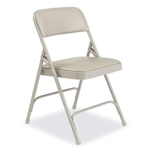 NPS 1200 Series Premium Vinyl Dual-hinge Folding Chair Supports 500lb 17.75" Seat Height Warm Gray 4/ctships In 1-3 Bus Days