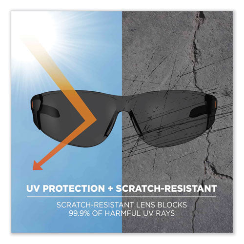 Ergodyne Skullerz Saga Frameless Safety Glasses Matte Black Nylon Impact Frame Smoke Polycarbonate Lens