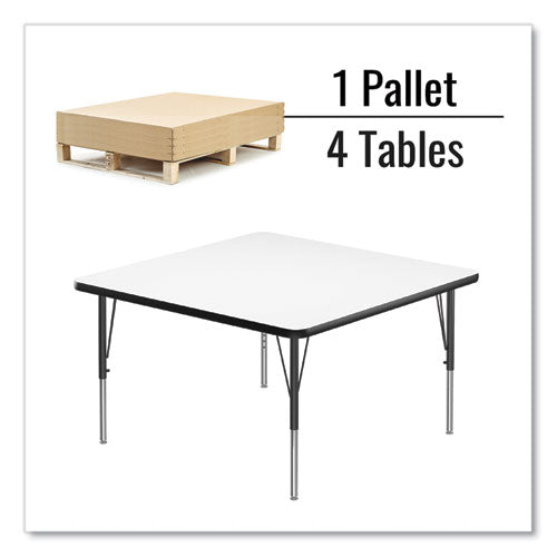 Correll Markerboard Activity Tables Square 48"x48"x19" To 29" White Top Black Legs 4/pallet