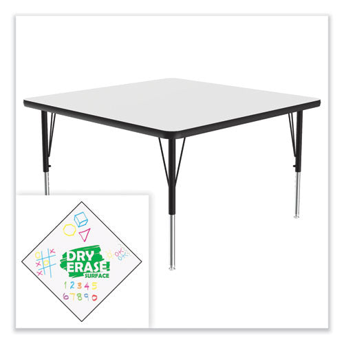 Correll Markerboard Activity Tables Square 48"x48"x19" To 29" White Top Black Legs 4/pallet